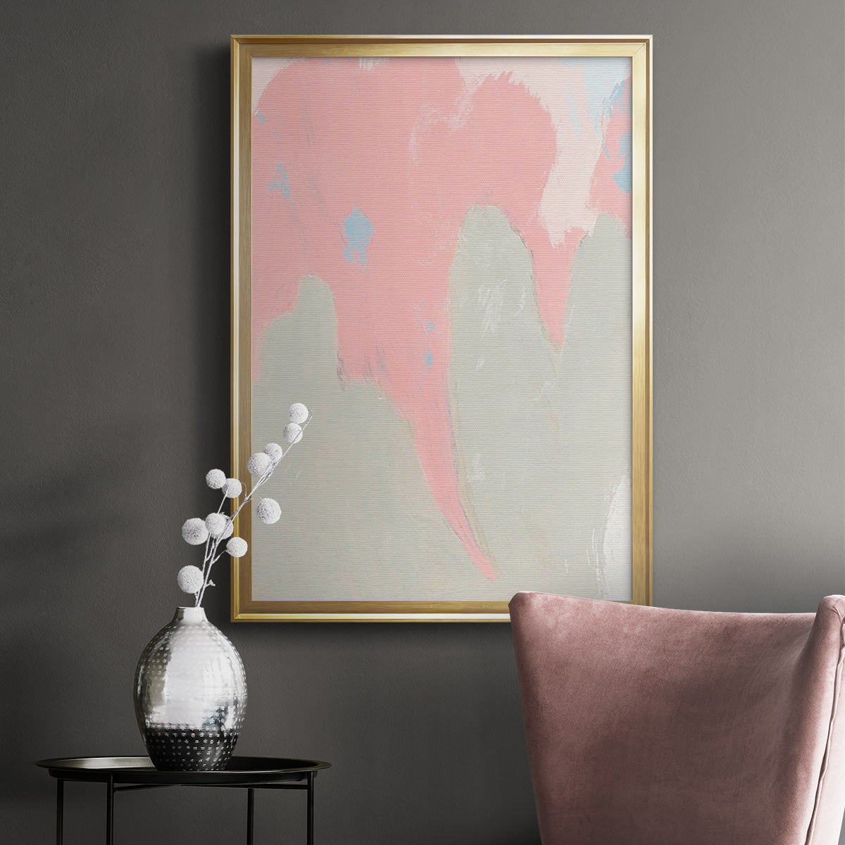 Blushing Abstract IV - Modern Framed Canvas Print