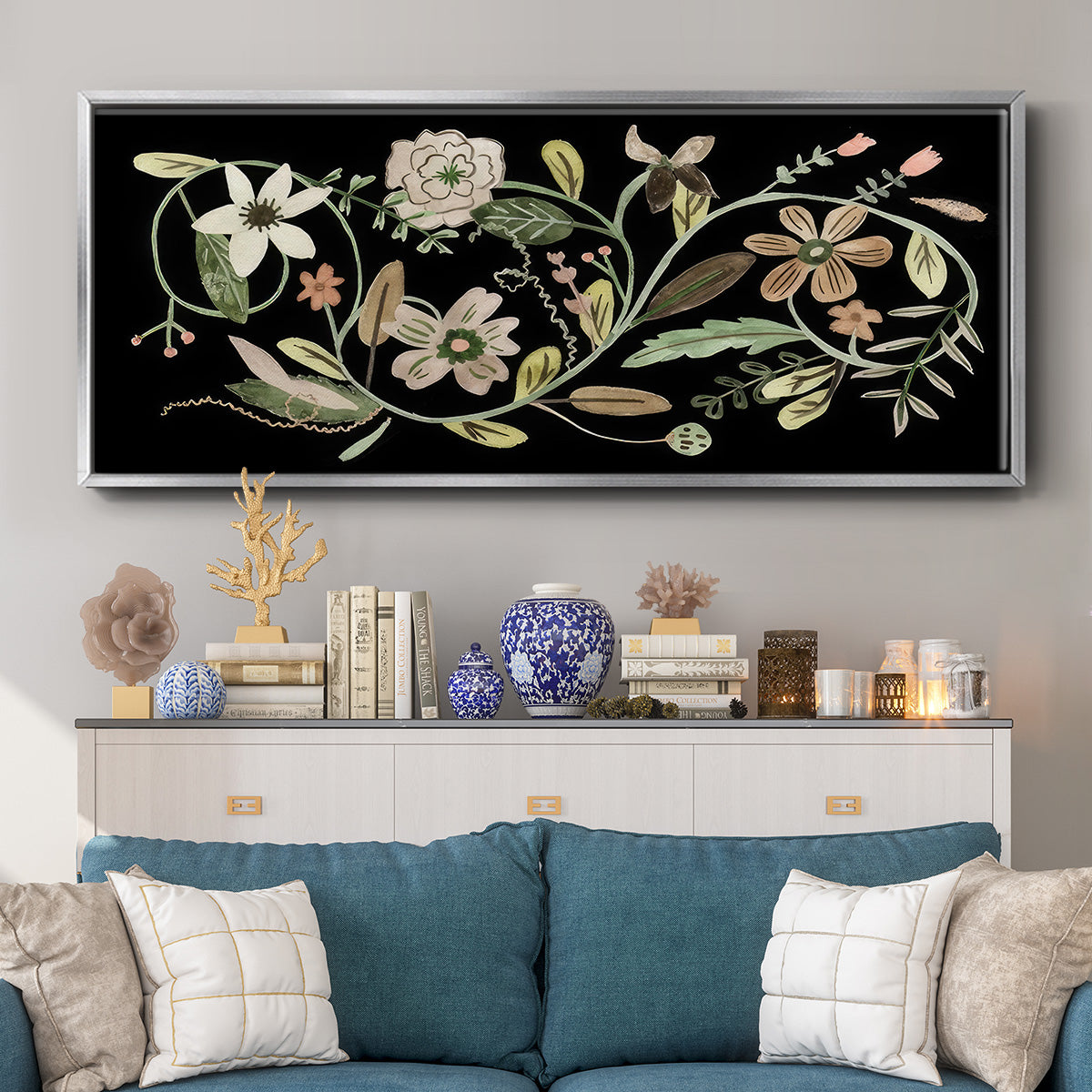 Pressed Flowers II - Floater Framed Canvas Print