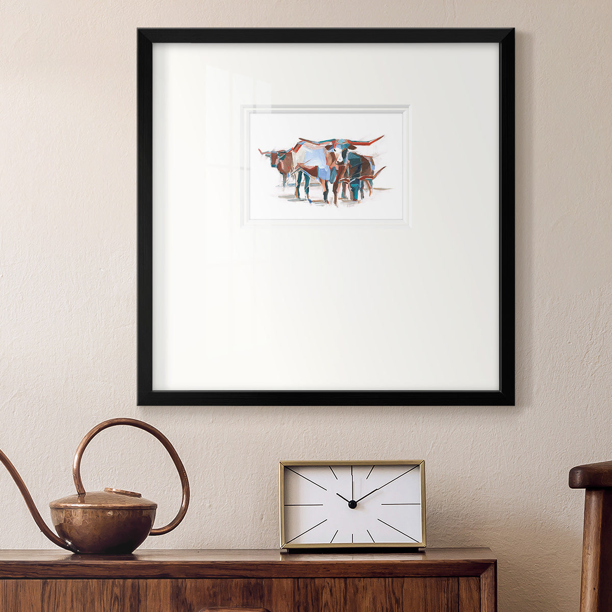 Modern Longhorns II Premium Framed Print Double Matboard