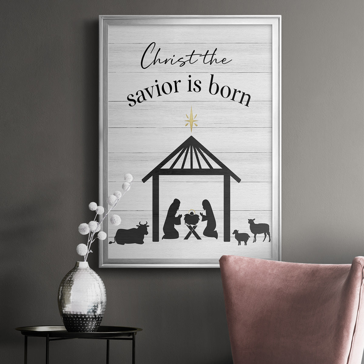 The Savior is Born - Modern Framed Canvas Print