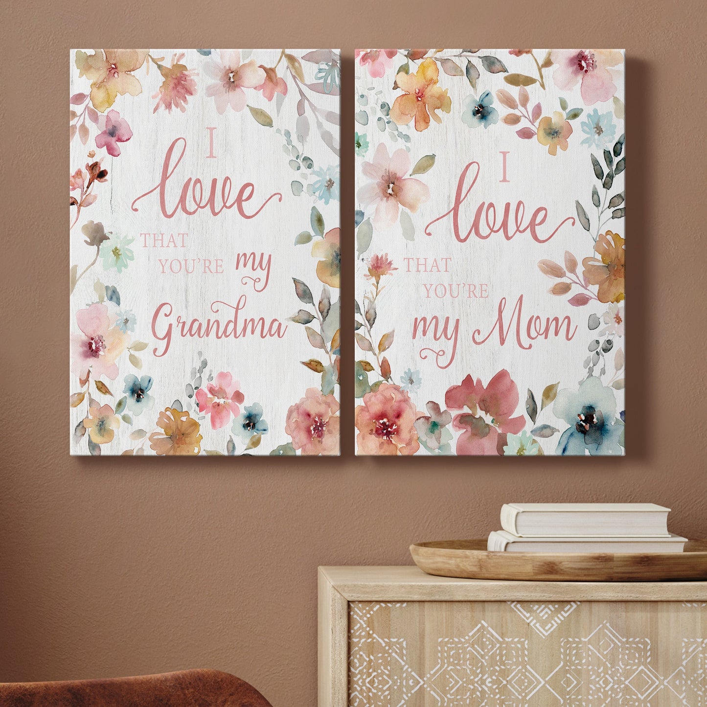 Love Grandma Premium Gallery Wrapped Canvas - Ready to Hang - Set of 2 - 8 x 12 Each