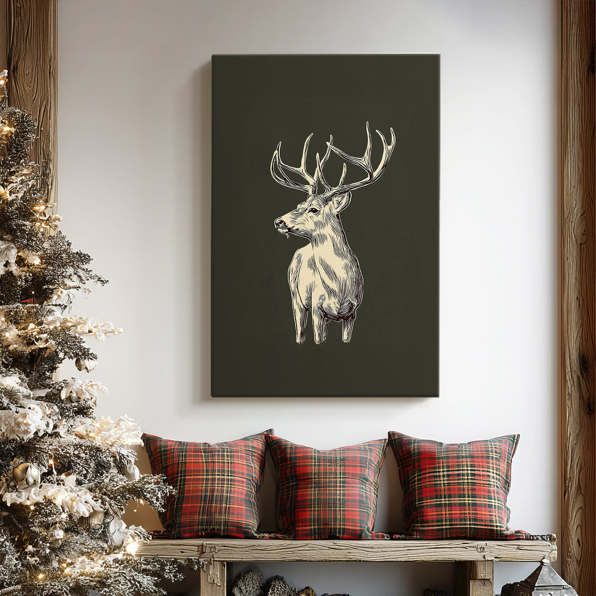 Soft Linen Carol of Pines - Canvas Art Print