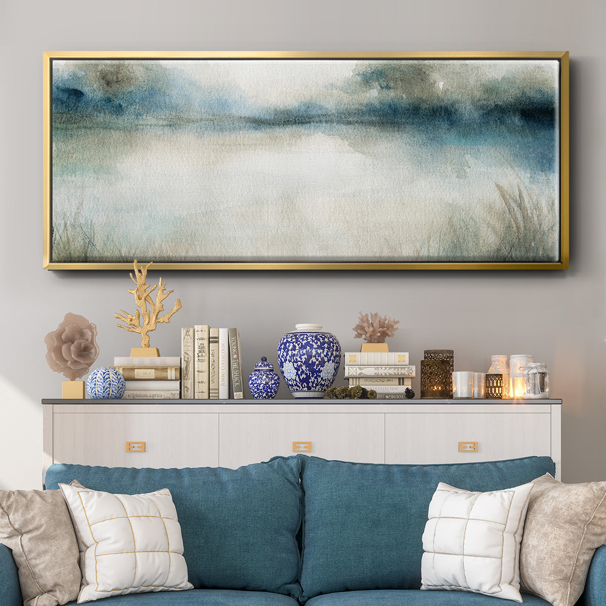 Still Evening Waters I - Floater Framed Canvas Print