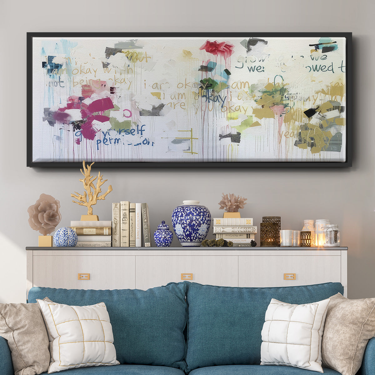 I'm Okay V - Floater Framed Canvas Print