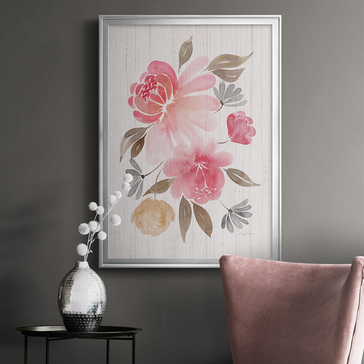 Loose Peonies II - Modern Framed Canvas Print