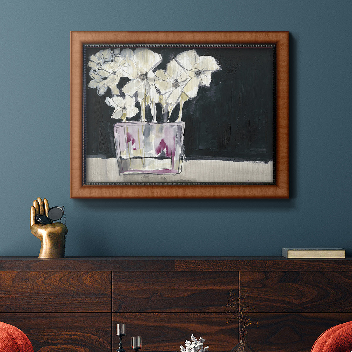 White Flowers in Fuchsia II Premium Framed Canvas- Ready to Hang