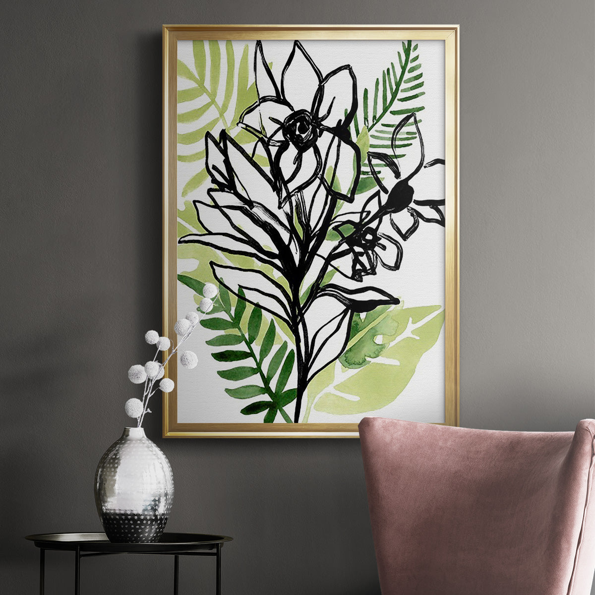 Tropical Sketchbook II - Modern Framed Canvas Print