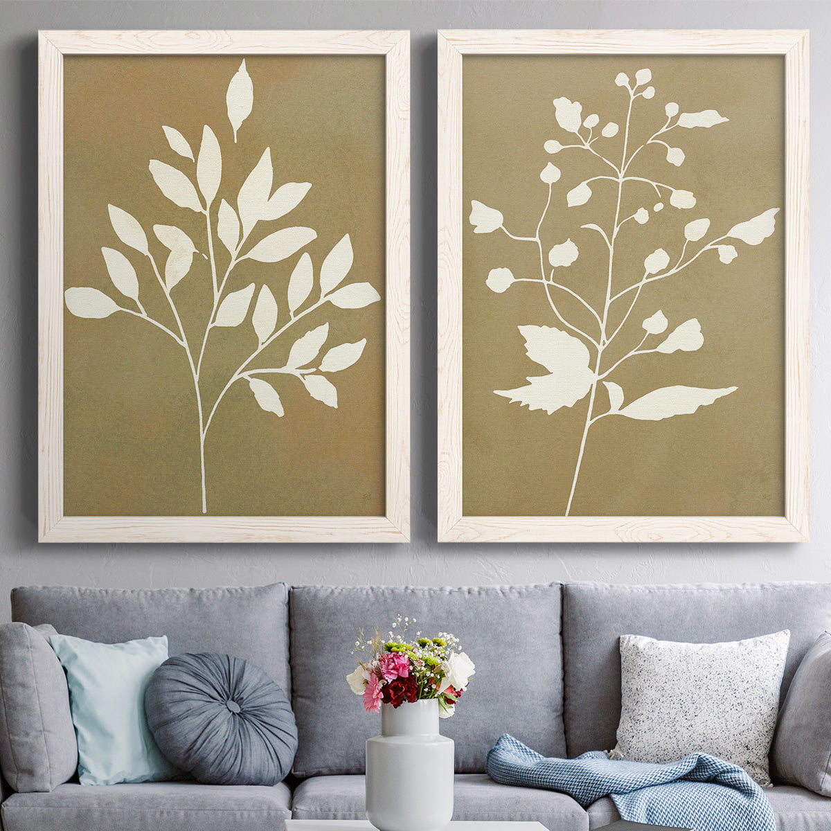 Honey Botanical I   - Premium Framed Canvas 2 Piece Set - Ready to Hang