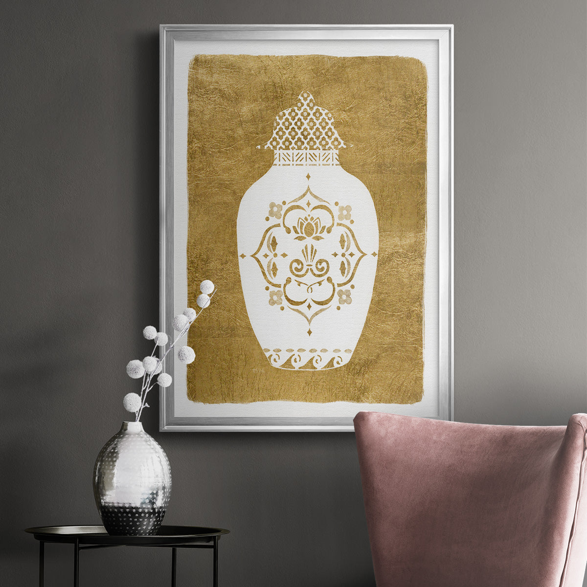 Golden Urn I - Modern Framed Canvas Print