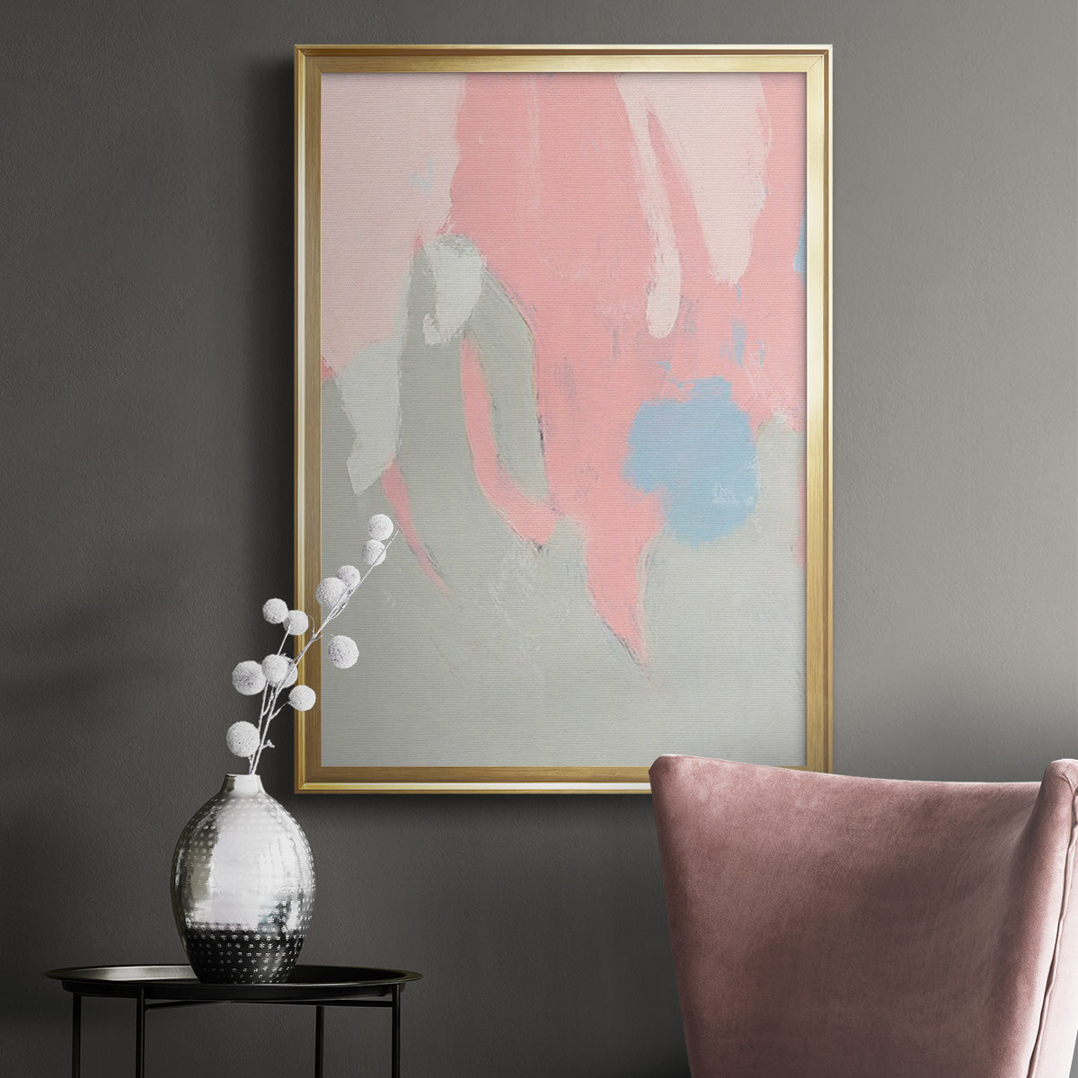 Blushing Abstract I - Modern Framed Canvas Print