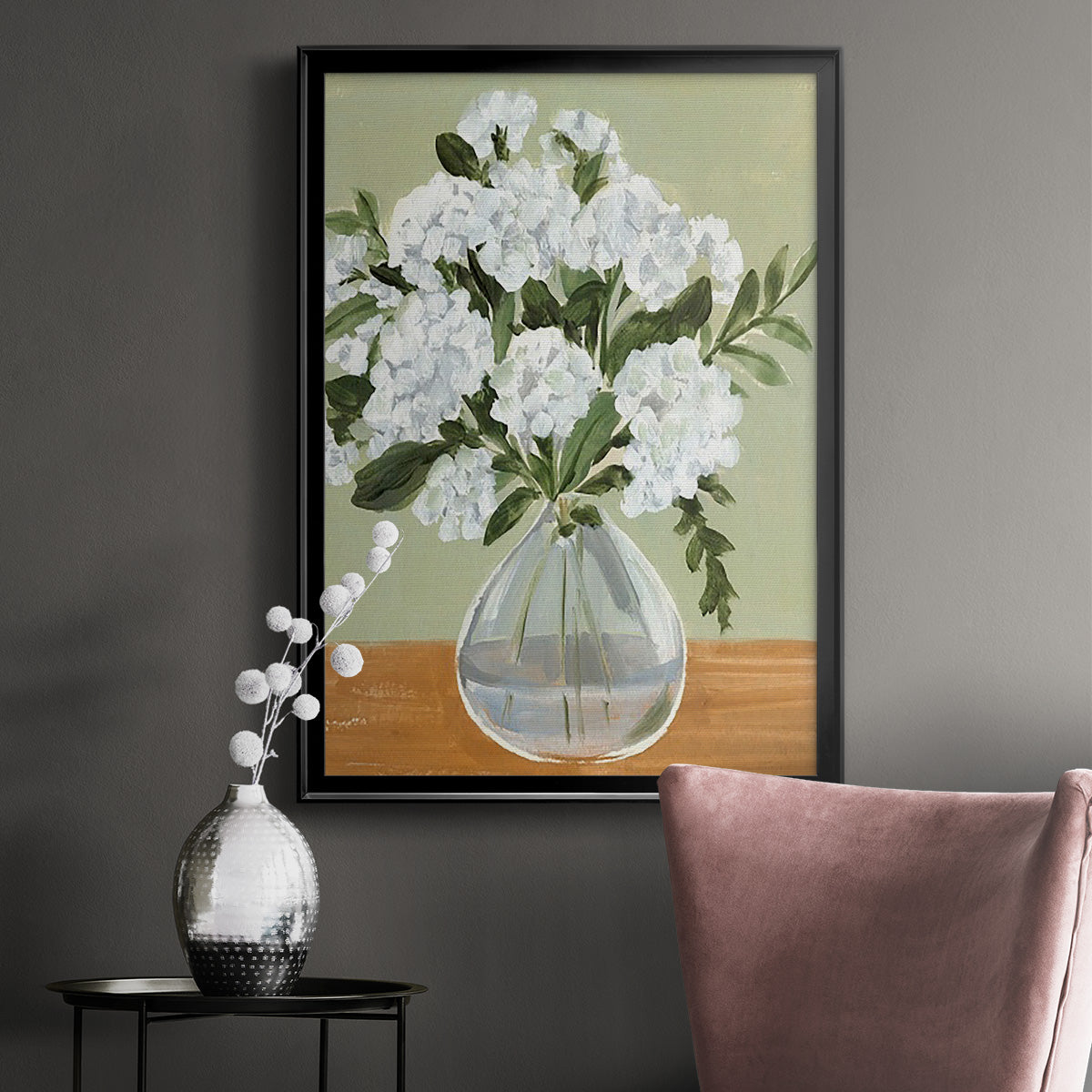 Vased Viburnum I - Modern Framed Canvas Print