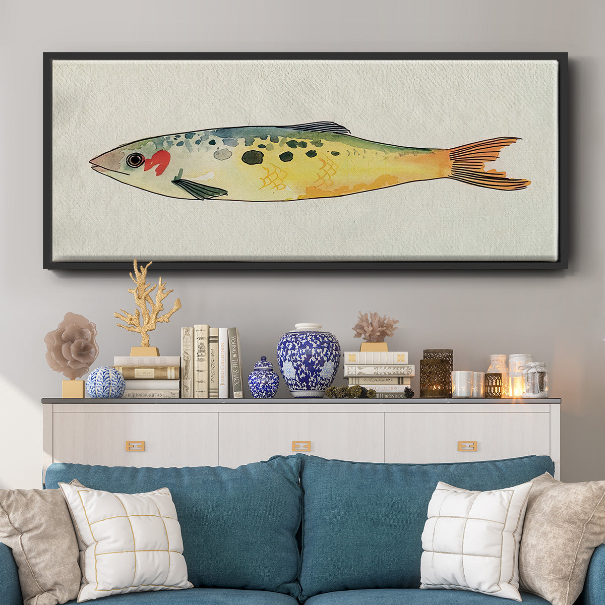Fanciful Fish I - Floater Framed Canvas Print