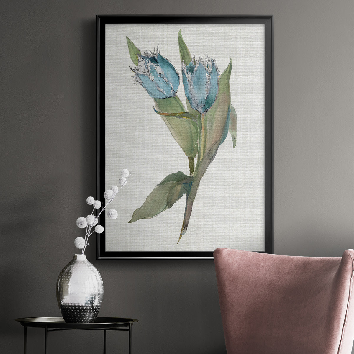 Blue Tulip Picks II - Modern Framed Canvas Print