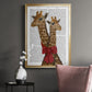 Giraffes and Bow - Modern Framed Canvas Print