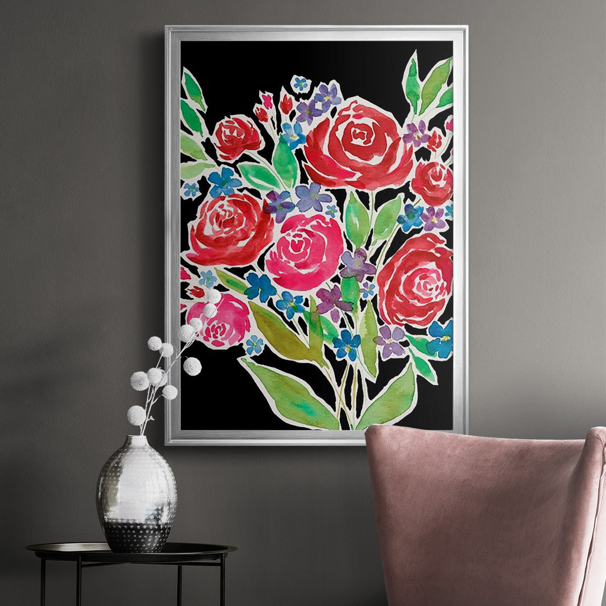 Floral Choir Bouquet - Modern Framed Canvas Print