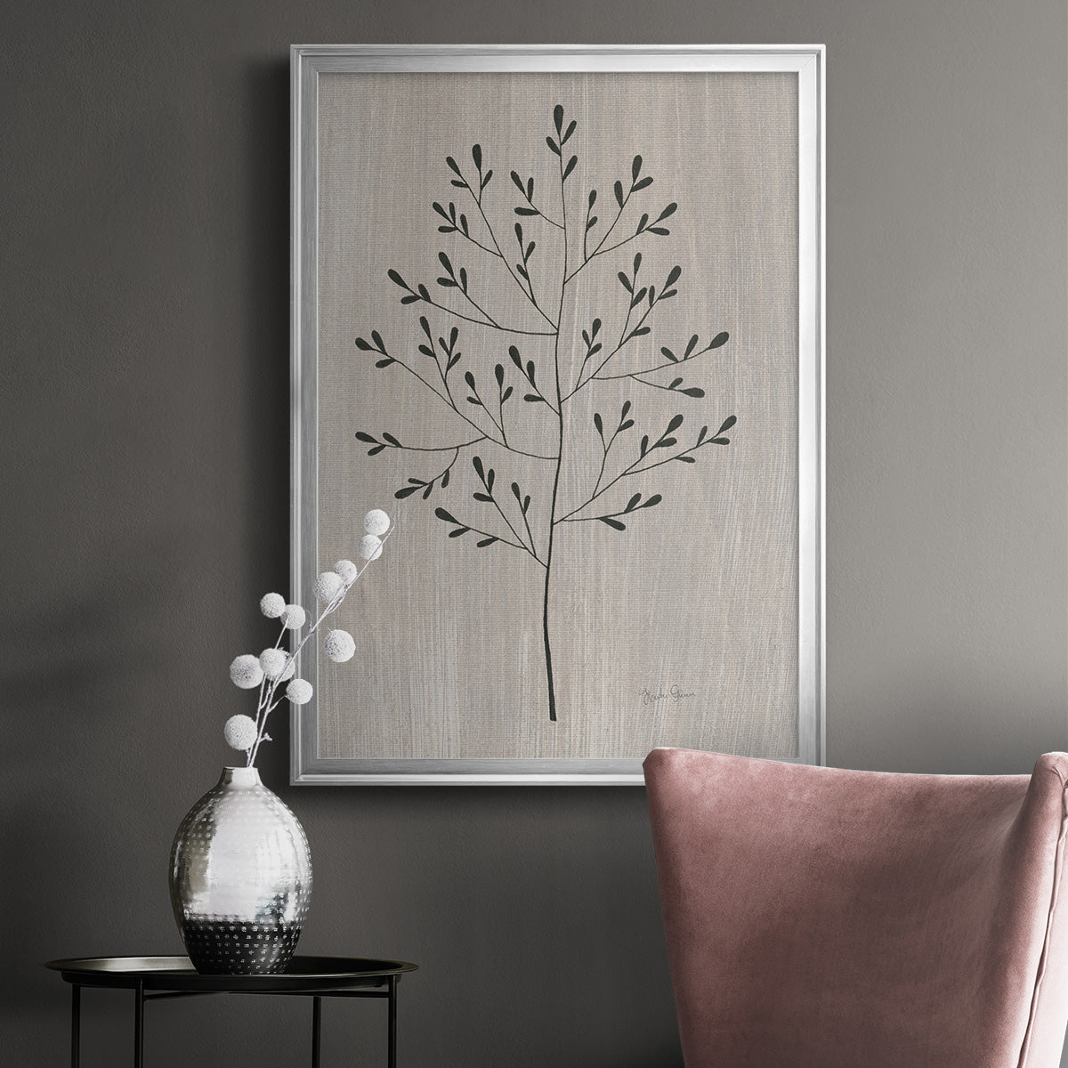 Leaves and Wood II - Modern Framed Canvas Print