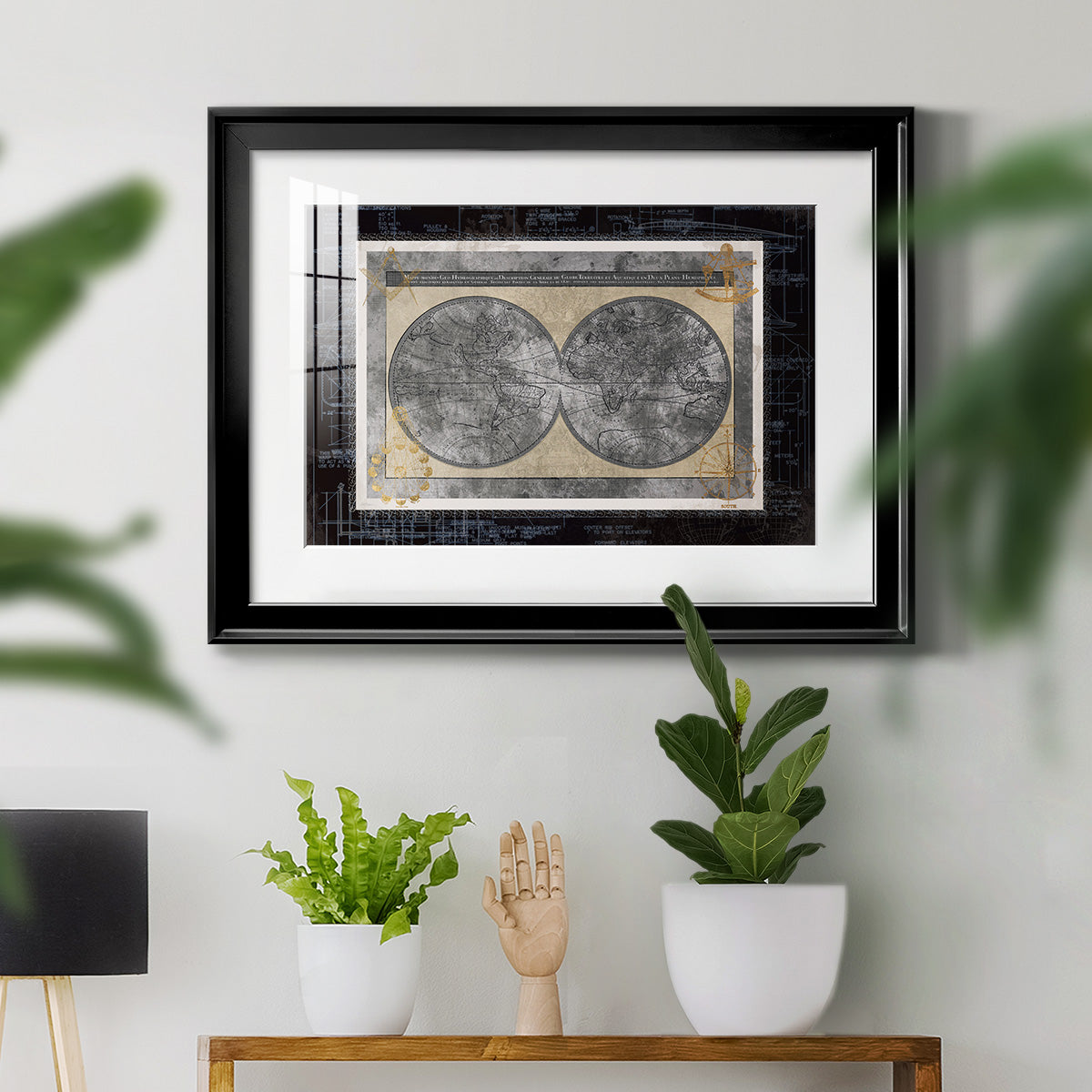 Night World Blueprint Premium Framed Print - Ready to Hang