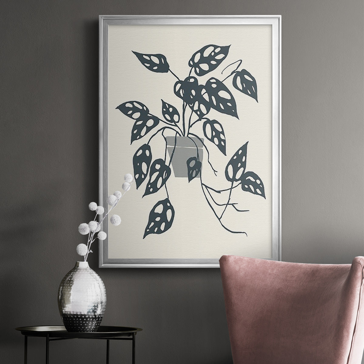 Growing Leaves I - Modern Framed Canvas Print