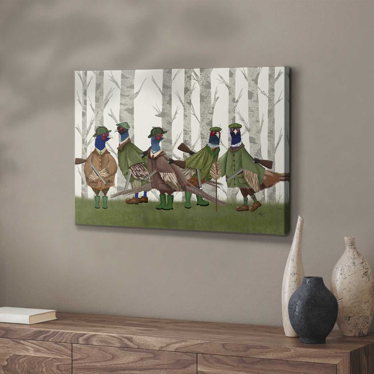 Pheasant Shooting Party Group 3 - Canvas Art Print