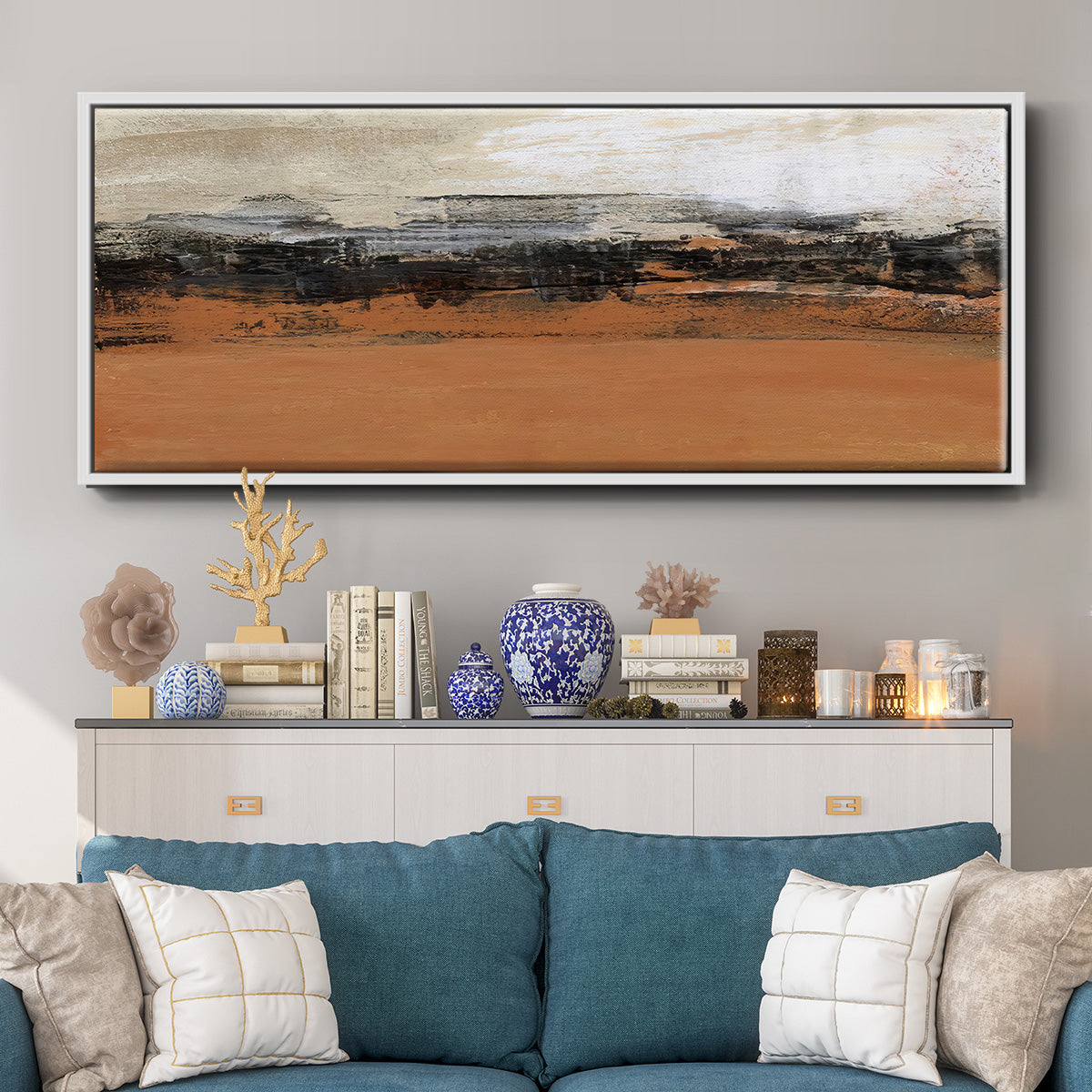 Bridges Ochre I  - Floater Framed Canvas Print