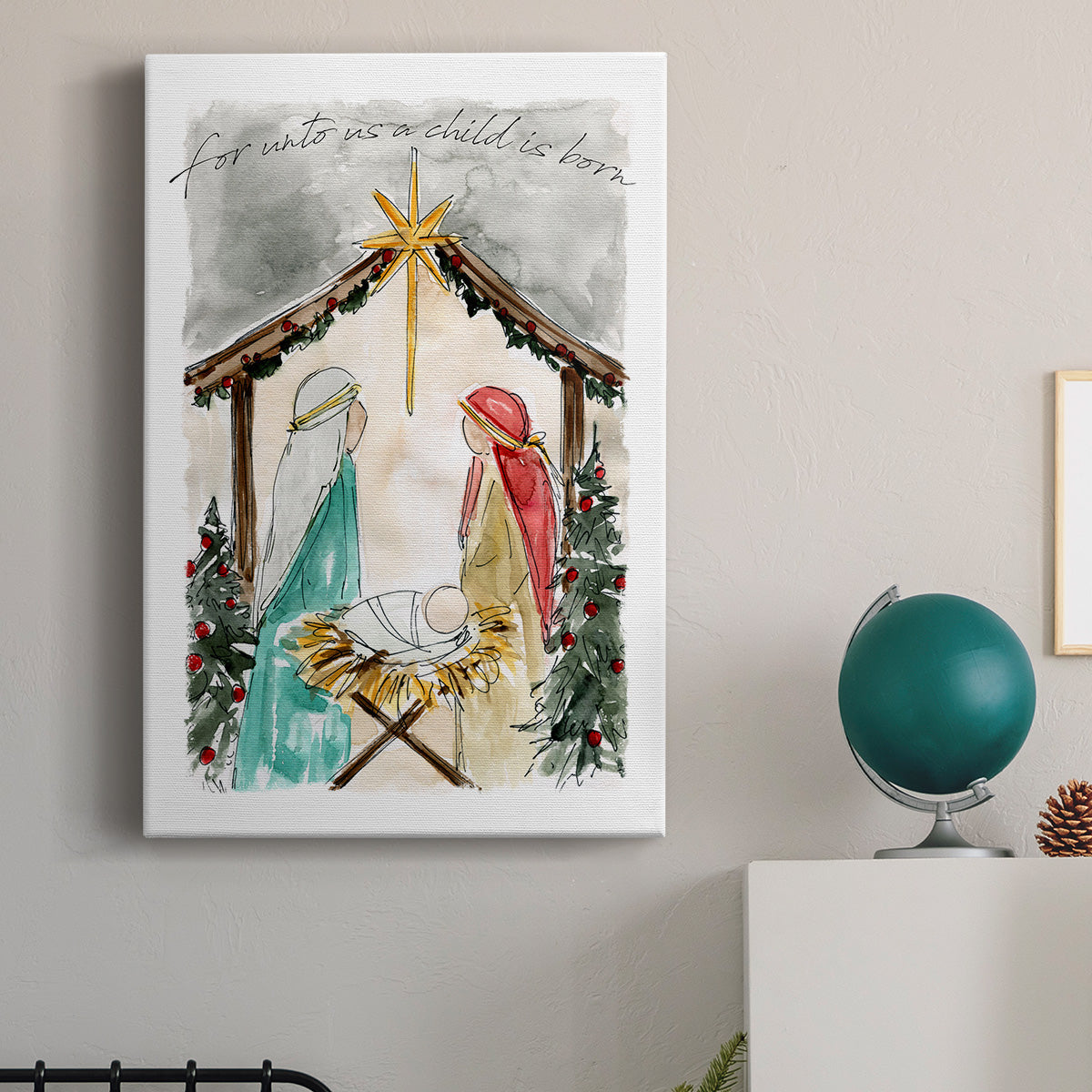 Unto Us A Child is Born Premium Gallery Wrapped Canvas - Ready to Hang