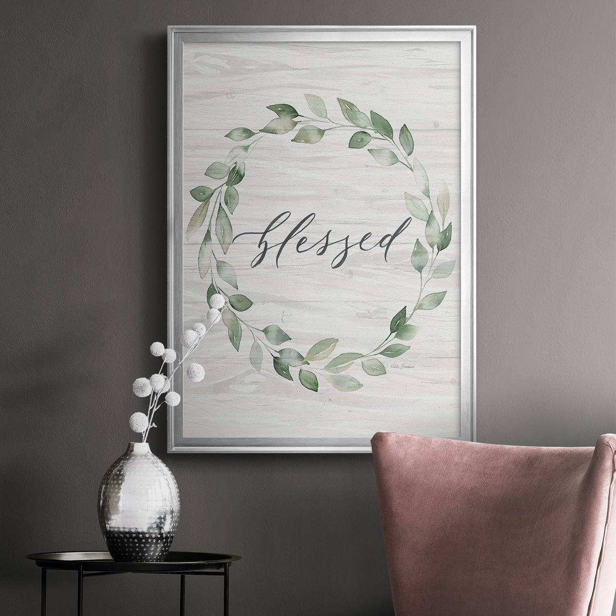Blessed Wreath - Modern Framed Canvas Print