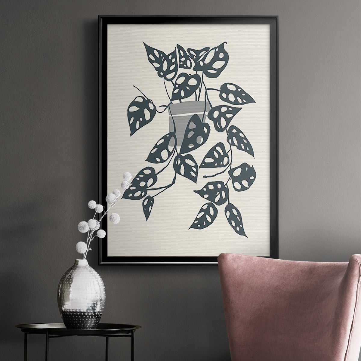 Growing Leaves II - Modern Framed Canvas Print