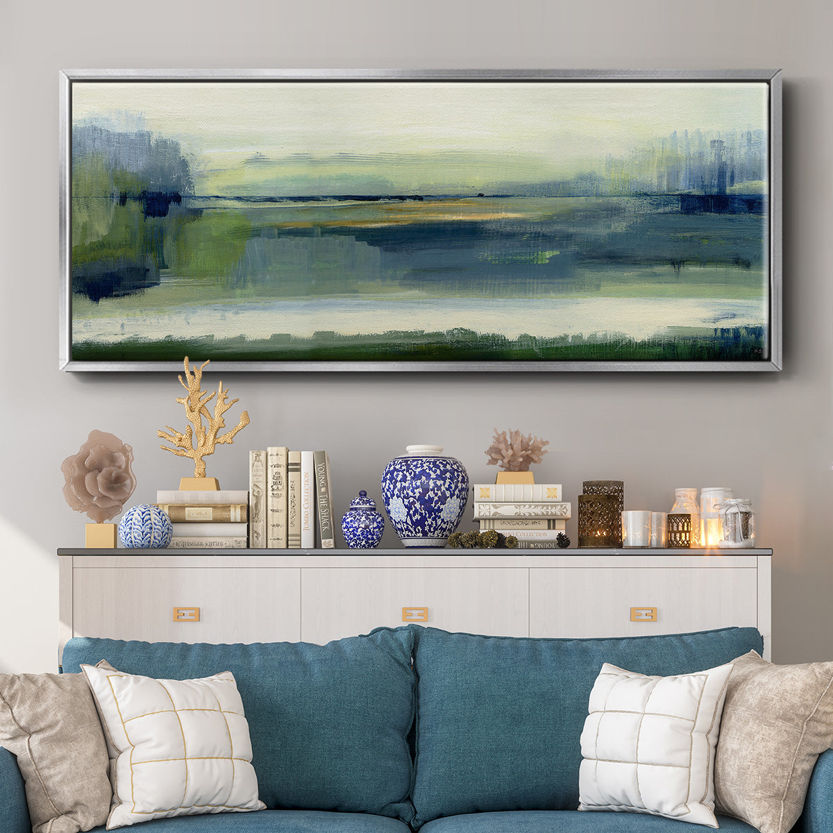 Glistening Meadow - Floater Framed Canvas Print