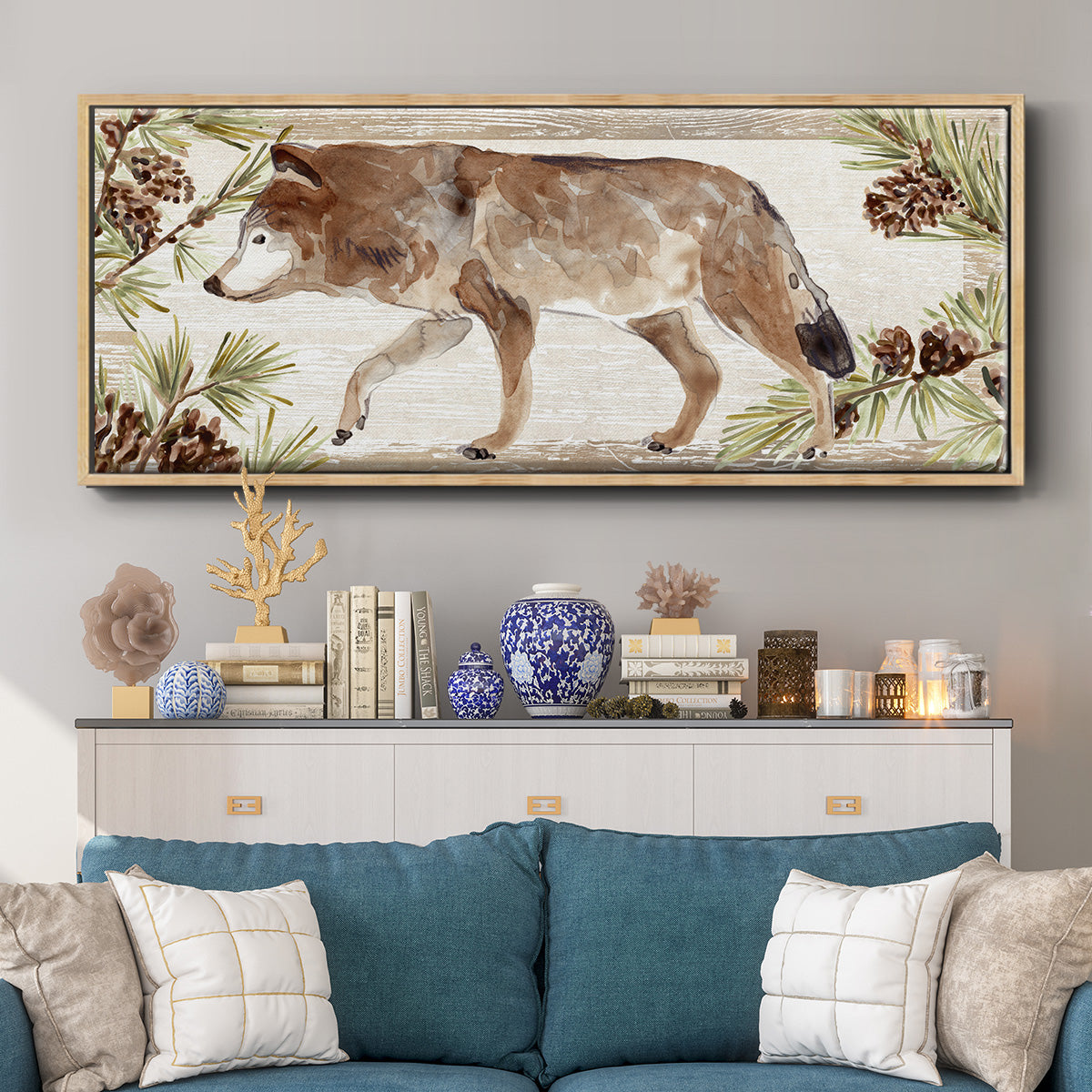 Rustic Barnwood Animals Collection D - Floater Framed Canvas Print