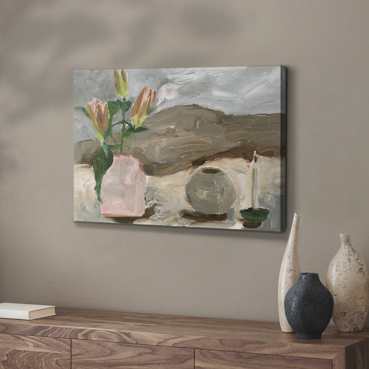 Vase of Pink Flowers V - Canvas Art Print