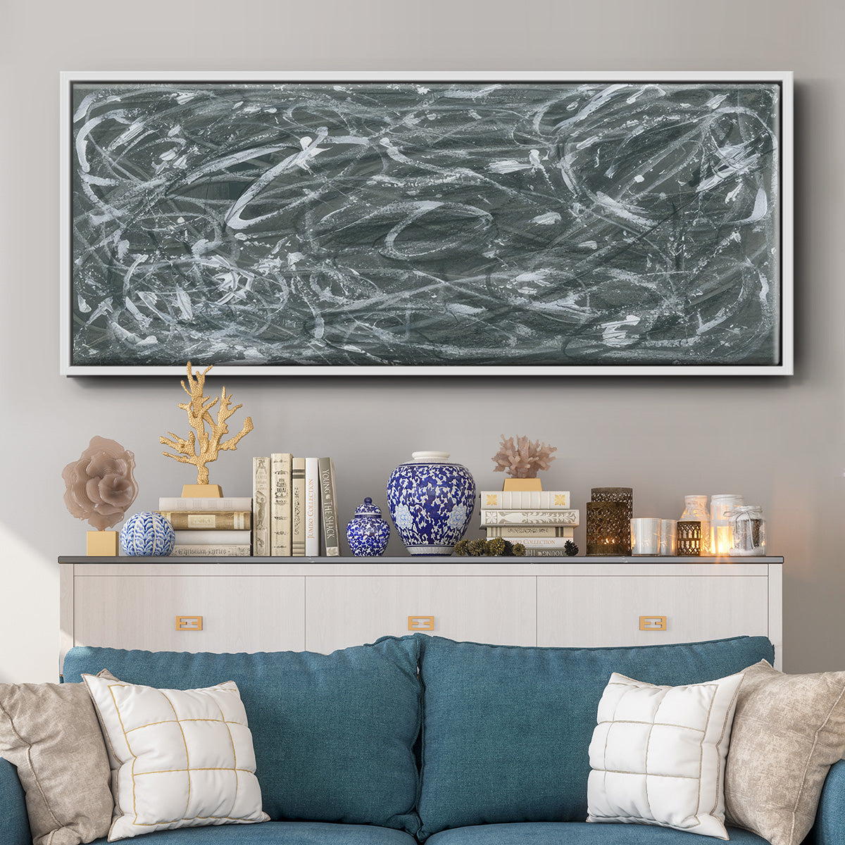 Static Scramble II - Floater Framed Canvas Print