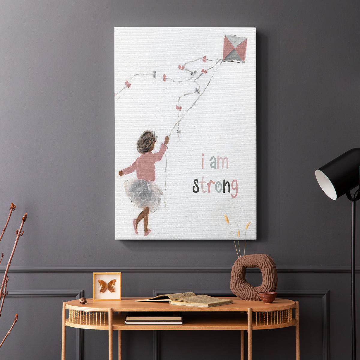 Girl Flying Kite - Canvas Art Print