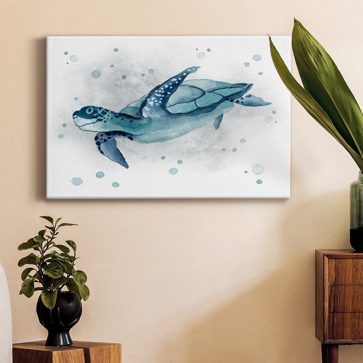 Blue Turtle II Premium Gallery Wrapped Canvas - Ready to Hang