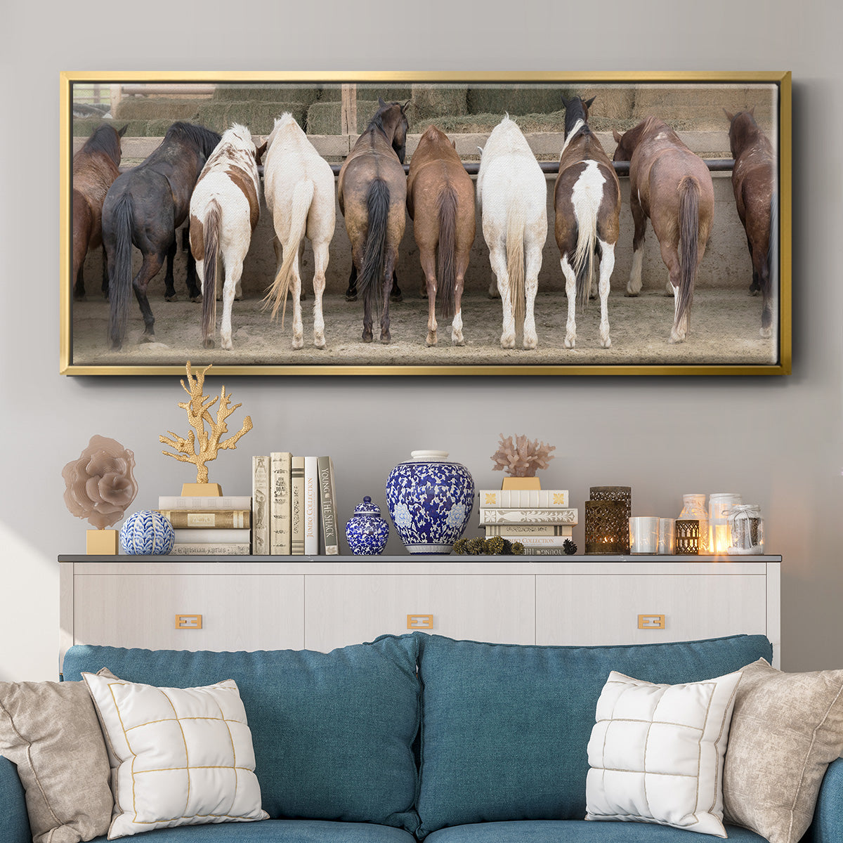 Haystack Happy - Floater Framed Canvas Print