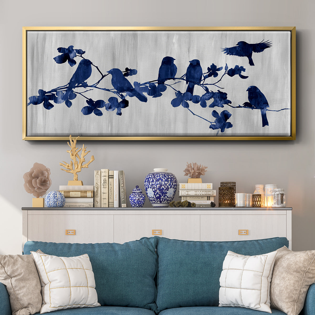 Indigo Hangout - Floater Framed Canvas Print