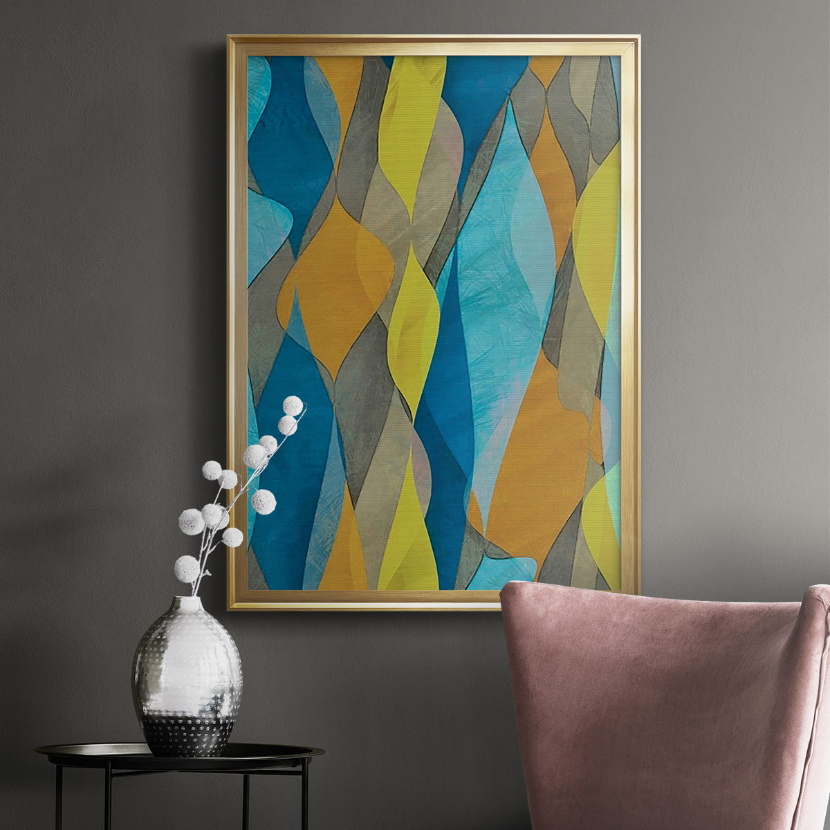Colorful Cascade I - Modern Framed Canvas Print