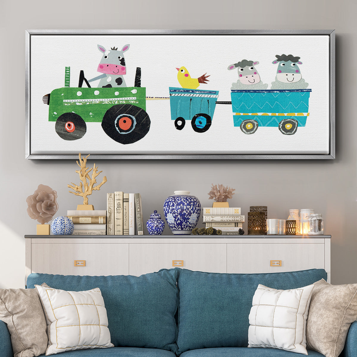 Cute Farm - Floater Framed Canvas Print
