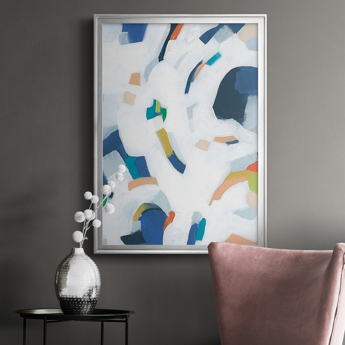 Bright Orbit II - Modern Framed Canvas Print