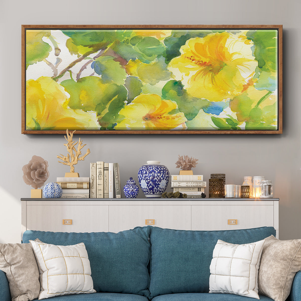 Citrus Hibiscus II - Floater Framed Canvas Print
