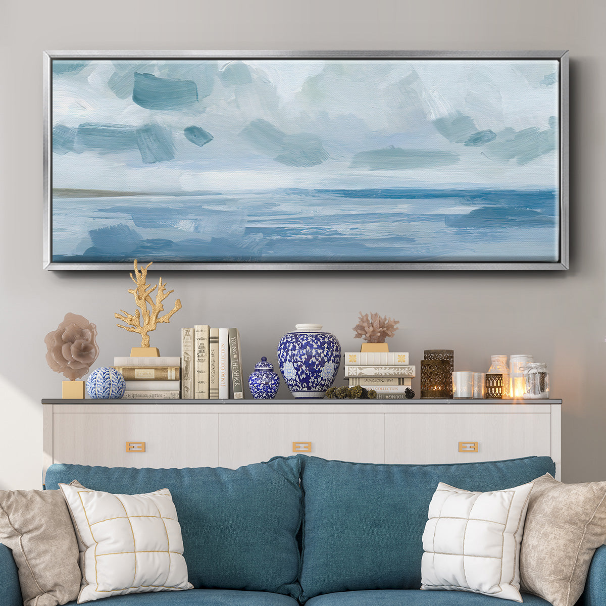Calm Seascape I - Floater Framed Canvas Print