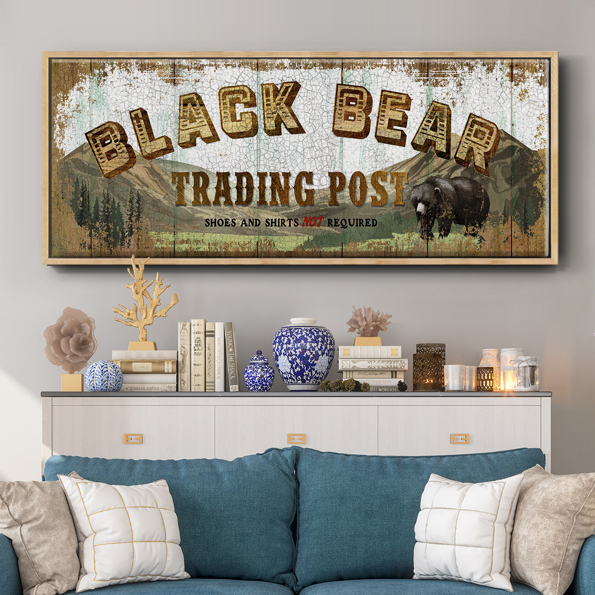 Black Bear Trading Post - Floater Framed Canvas Print