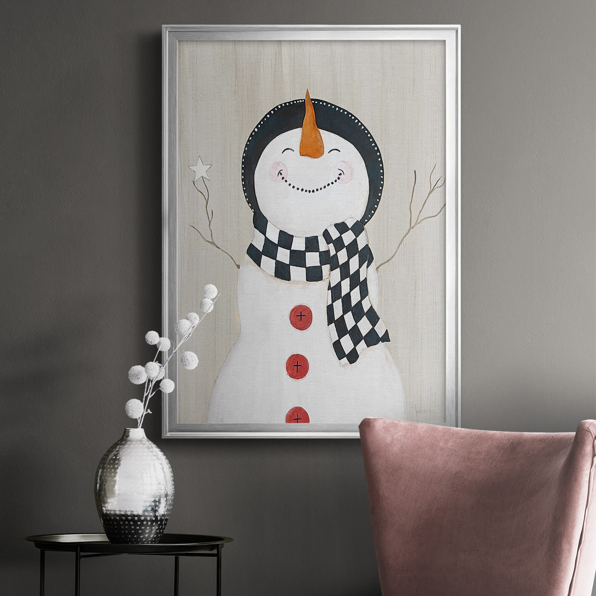 Festive Snowman II - Modern Framed Canvas Print