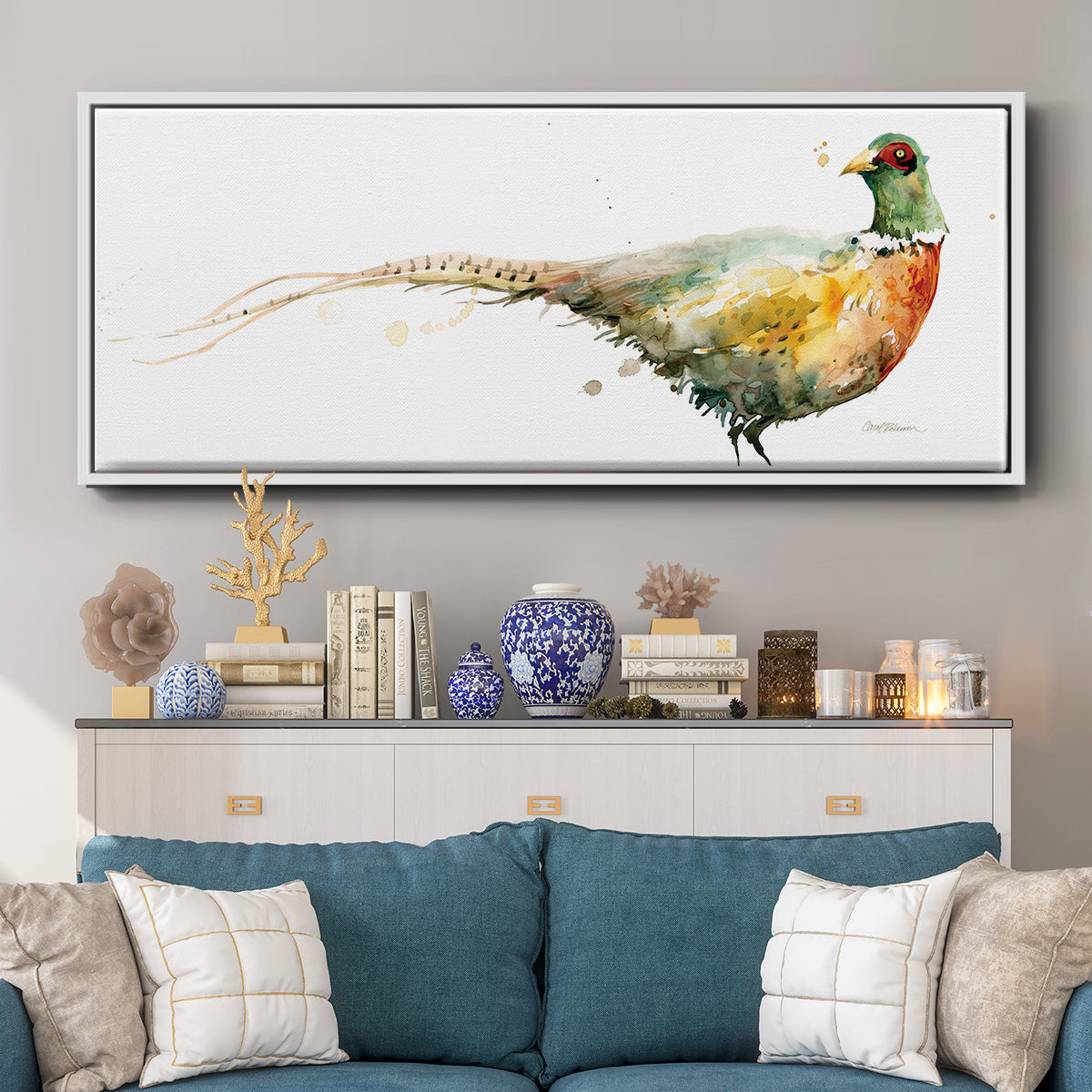 Harvest Pheasant - Floater Framed Canvas Print
