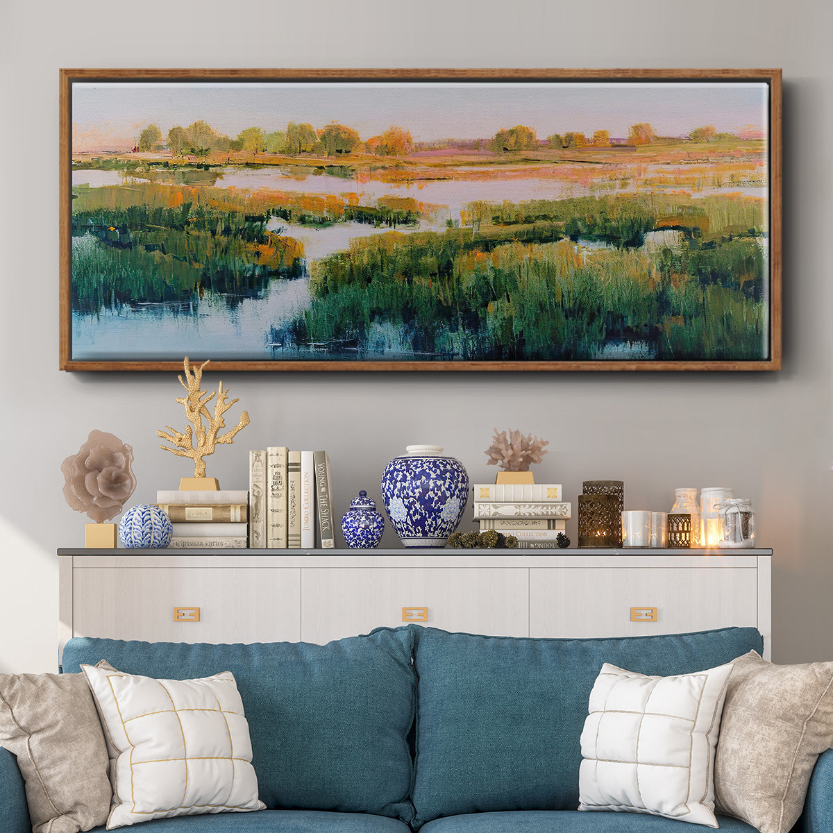 Marshland View II - Floater Framed Canvas Print