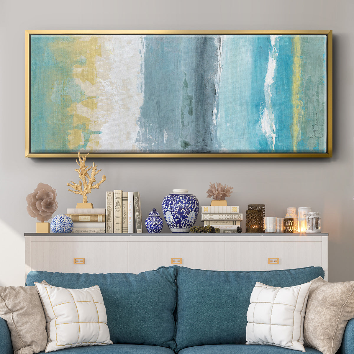 Beach Walk I - Floater Framed Canvas Print