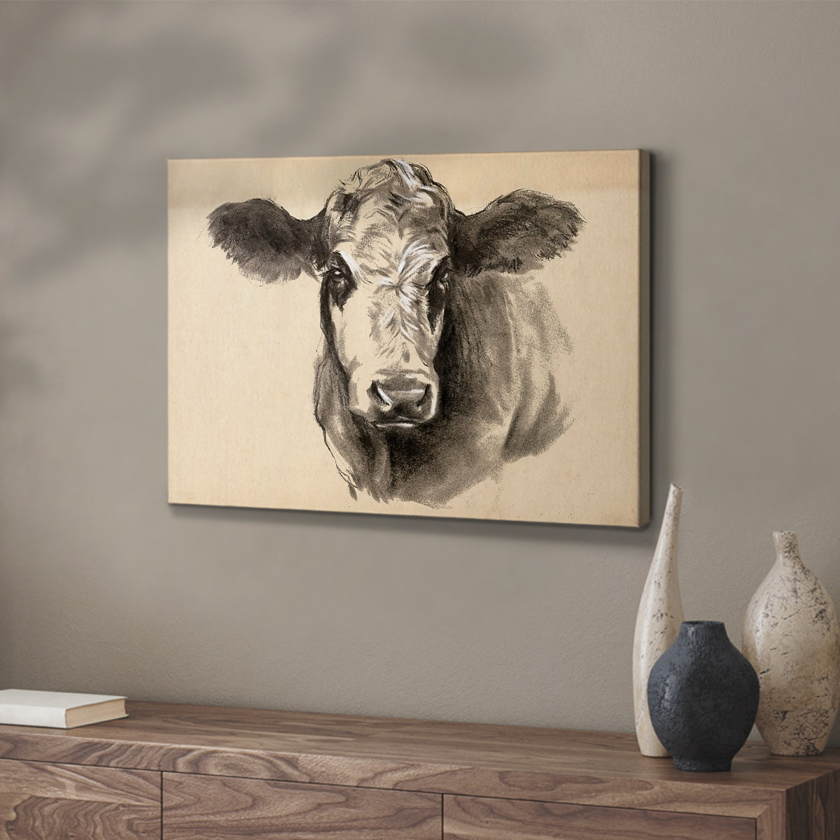 Charcoal Cow I - Canvas Art Print