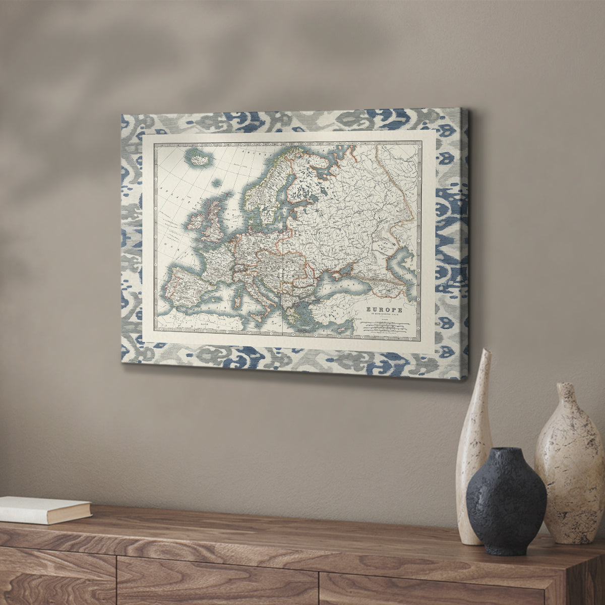 Bordered Map of Europe - Canvas Art Print
