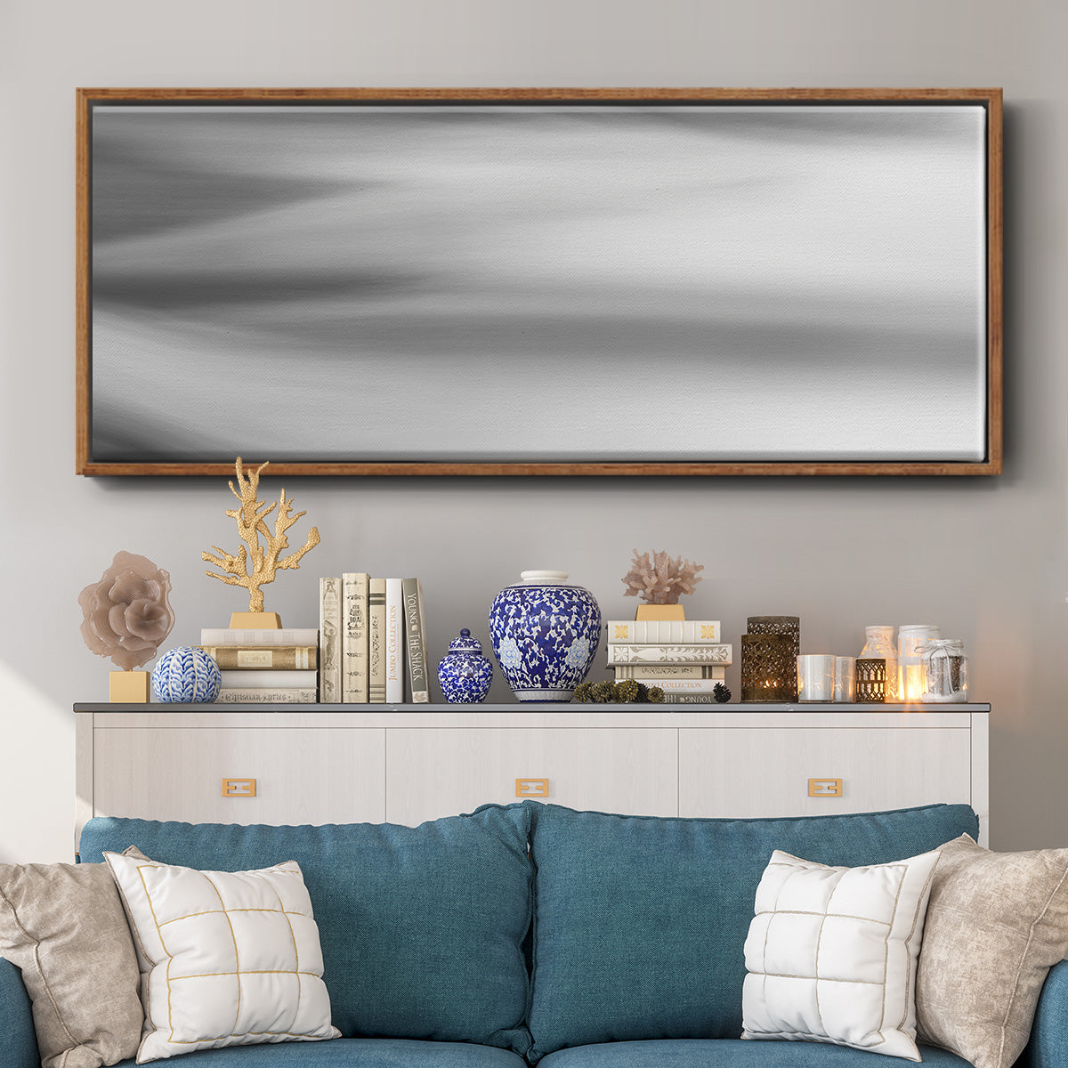 Black & White Water Panel VII - Floater Framed Canvas Print