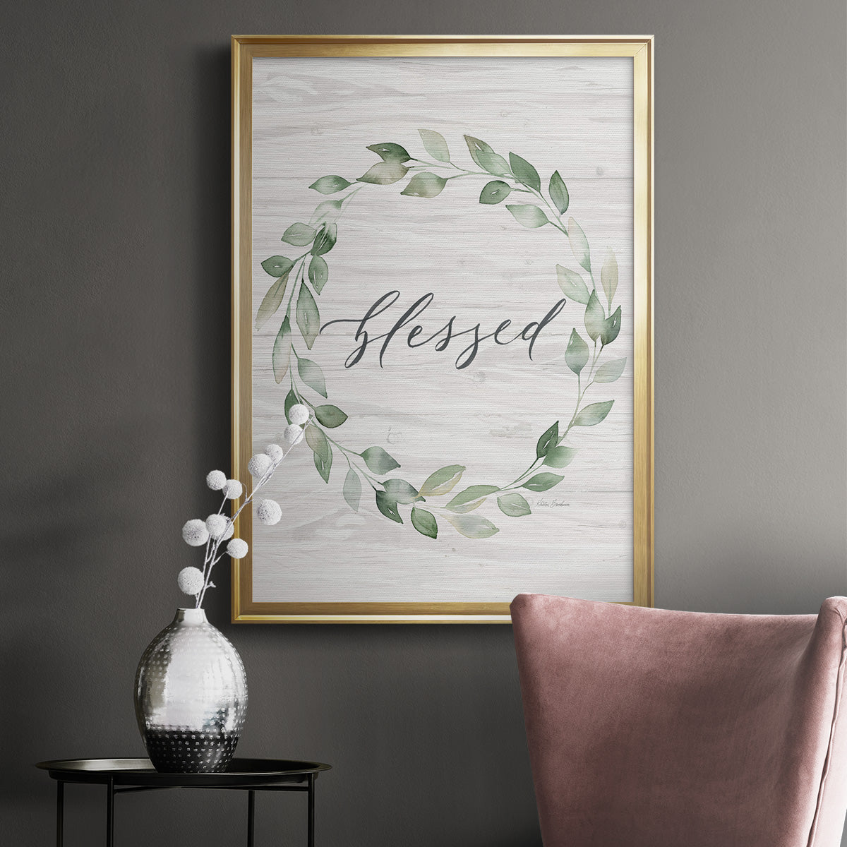 Blessed Wreath - Modern Framed Canvas Print
