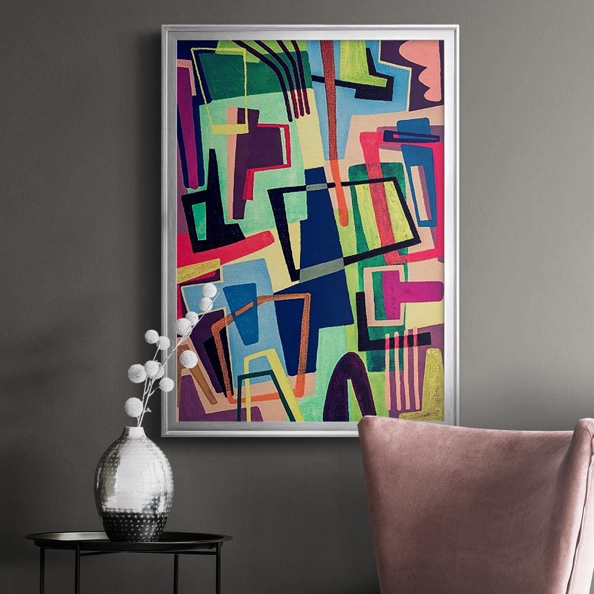 Connected Colors II - Modern Framed Canvas Print